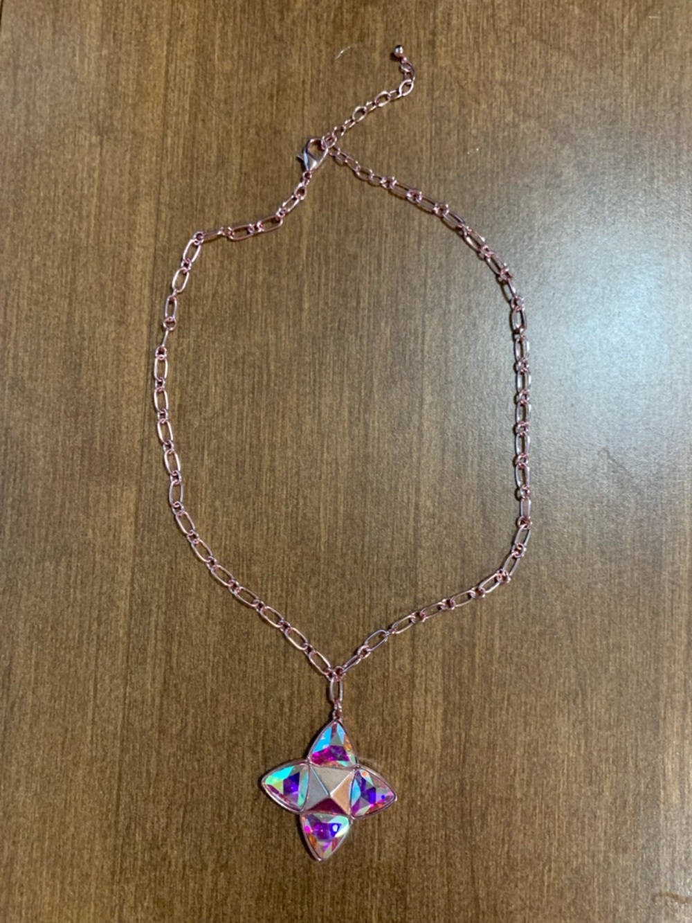 Rose Pink Iridescent Star Pendant Necklace - Women Jewelry